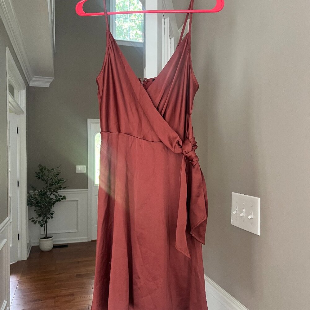 Satin wrap cocktail dress